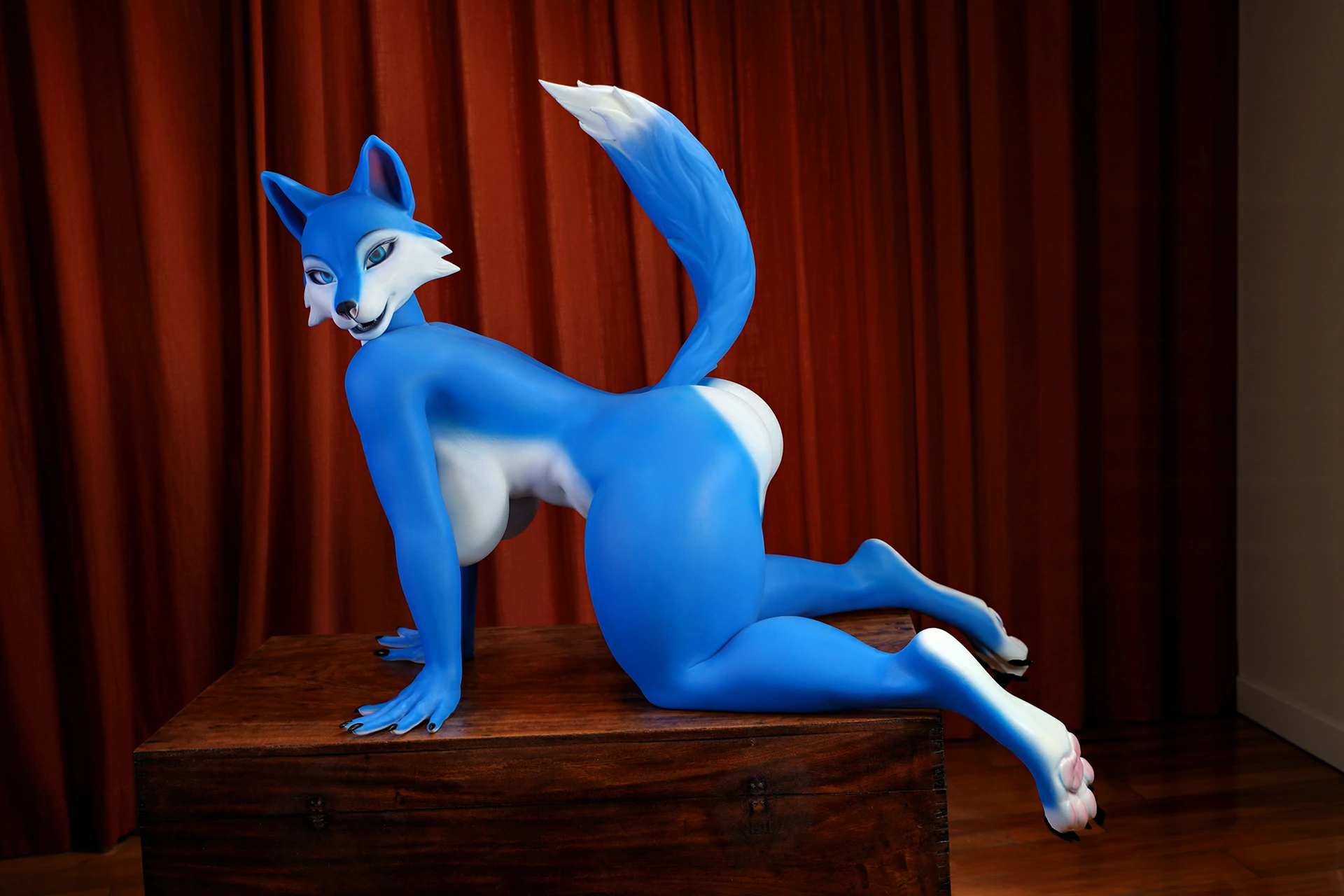 Realistic Wolf Girl Silicone Doll Krystal - 140CM Blue Skin Dark Fury Doll 